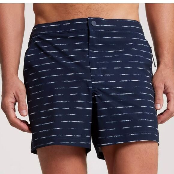 1224 NWT VRST Men's 5” Resort Shorts Navy / Sand Washed Stripe Various Sizes - Picture 1 of 6